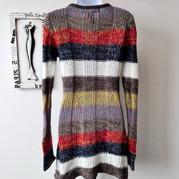 Vintage 90s Ashley By 26 International Striped Knit Tunic Mini Sweater Dress M - Picture 9 of 12